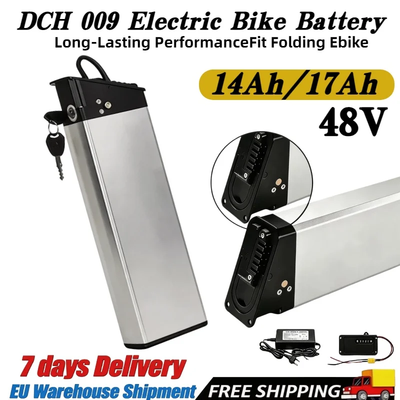 48V 14Ah 17Ah Ersatz-Lithium-Akku für faltbare E-Bikes, Ersatzakku kompatibel mit Polarna M5 M6 MATE X, Engwe EP-2 Pro Engine X Engine Pro Elektrofahrrad