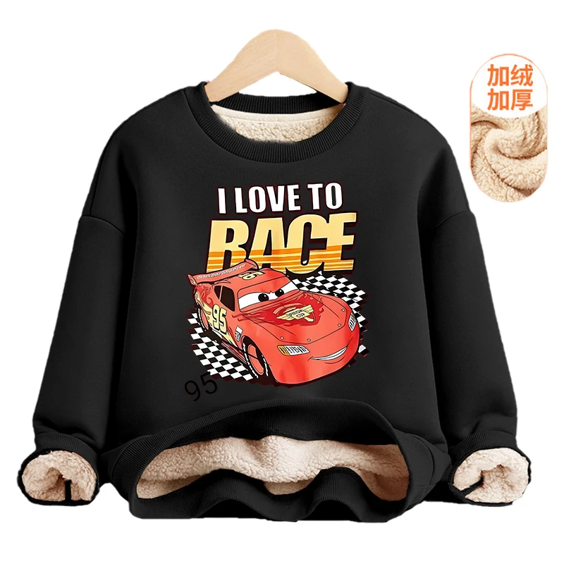 

Cartoon Cars Kids Winter Sweatshirt Lightning McQuee Thickened Fleece Boy Sportwear Keep Warm Pullovers Casual Children Clothes