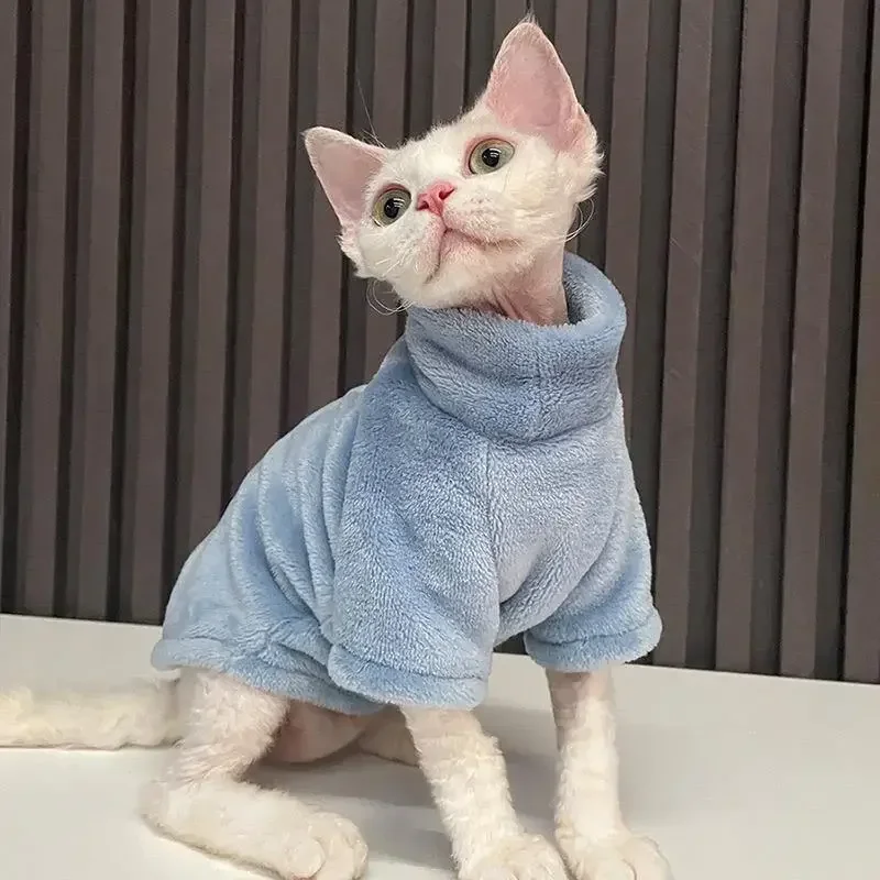 2023 New Hairless Cat Sweater Winter Fashion Thickening Warm Sphynx Clothes Home Comfortable Winter Dog Clothes for Small Dogs