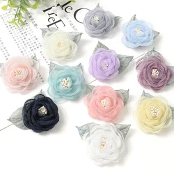 5PCs Yarn Rose Artificial Flowers Head For Home Wedding Decoration DIY Bride Hair Wreath Girls Gift Clothing Dress Accessories