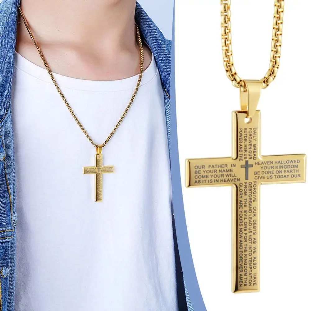 1/3 stücke Christian Bibel Kreuz Kette Halskette Stahl Großen Anhänger Halskette männer Religiöse Gebet Schmuck Corrente Masculina 2026 – Detail 14