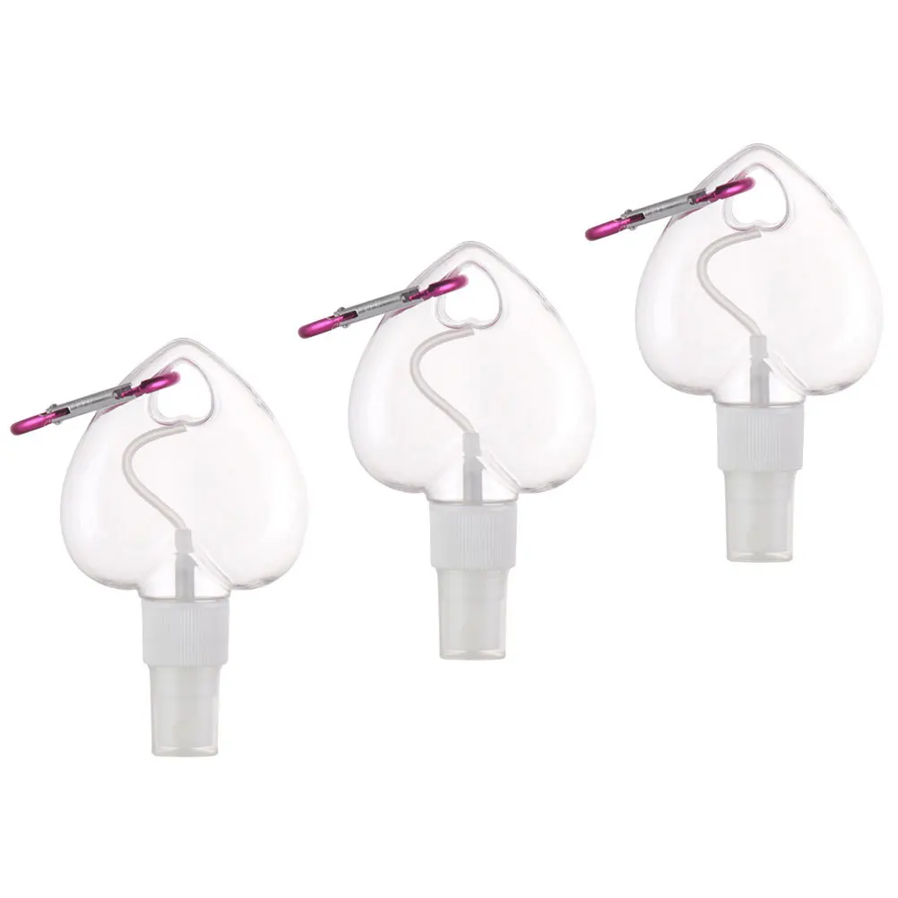 3pcs Heart Shape Spray Leakproof Sub Bottles Reusable Travel Perfume Dispensers Empty Refillable Mist Bottles For