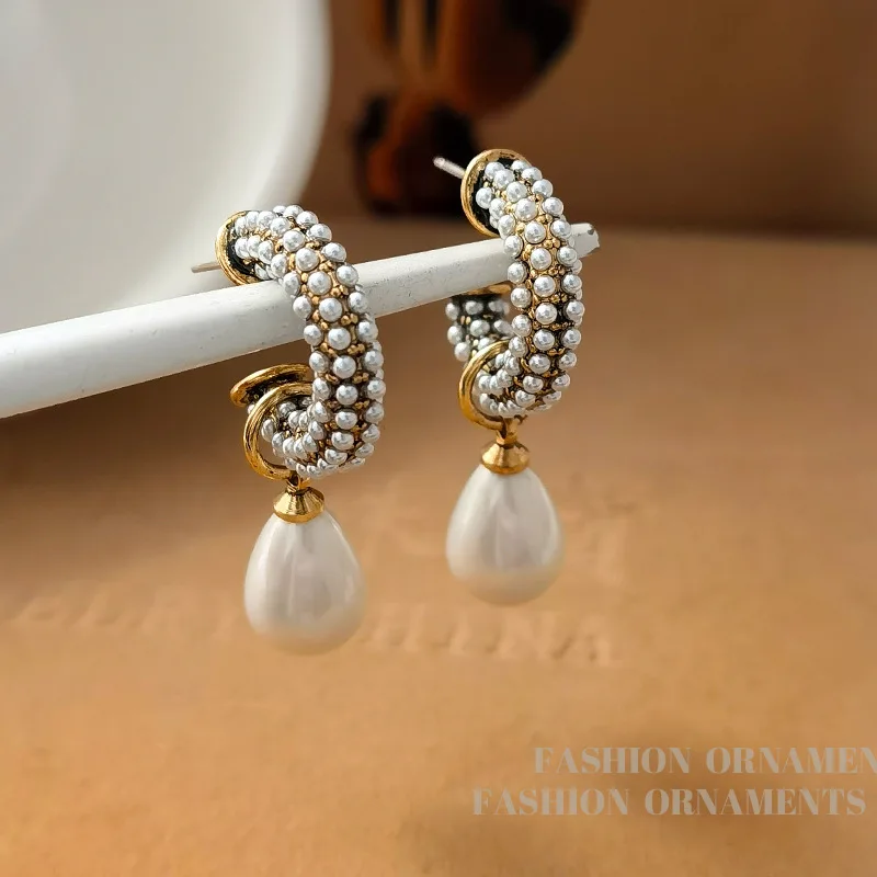 Fashion Jewelry Elegant Temperament Simulated Pearl Dangle Earrings For Women Female Gifts Delicate Design Ear Accessories
