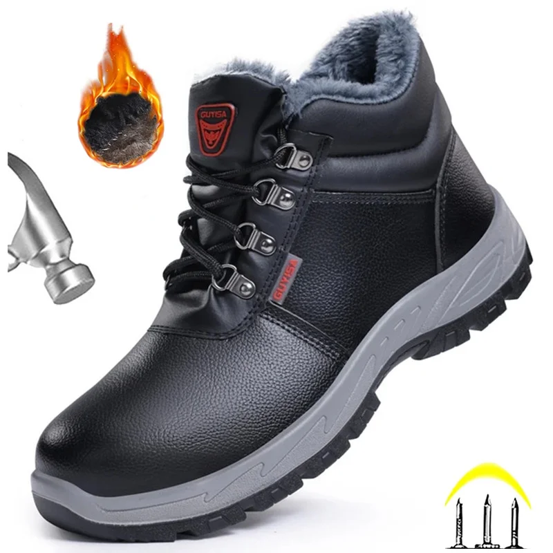 Waterproof Men Safety Boots Steel Toe Shoes Warm Winter Boots Puncture-Proof work Boots Construction Site Protective Shoes 2023