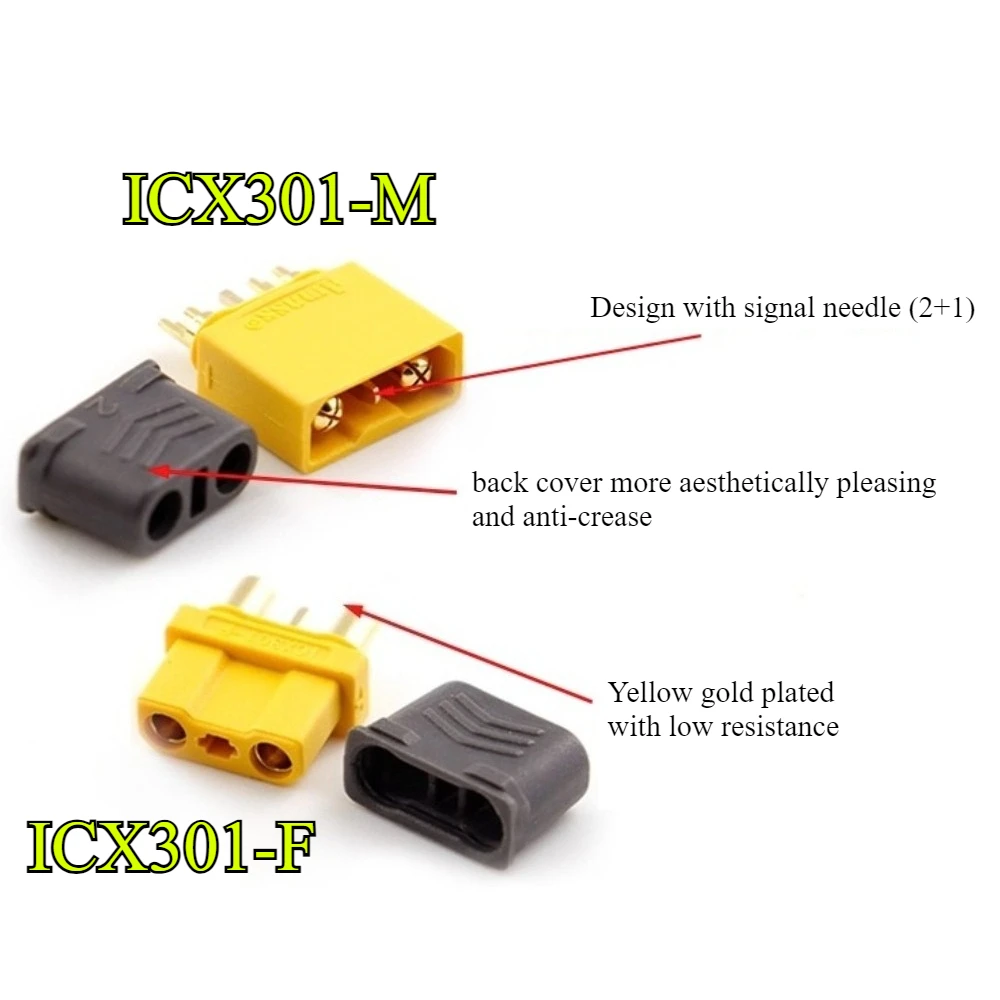 ICX301 ICX301-M/F Male Female Plug High Current Lipo Battery Connector With Signal Interface For RC FPV Drone Car Parts Diy