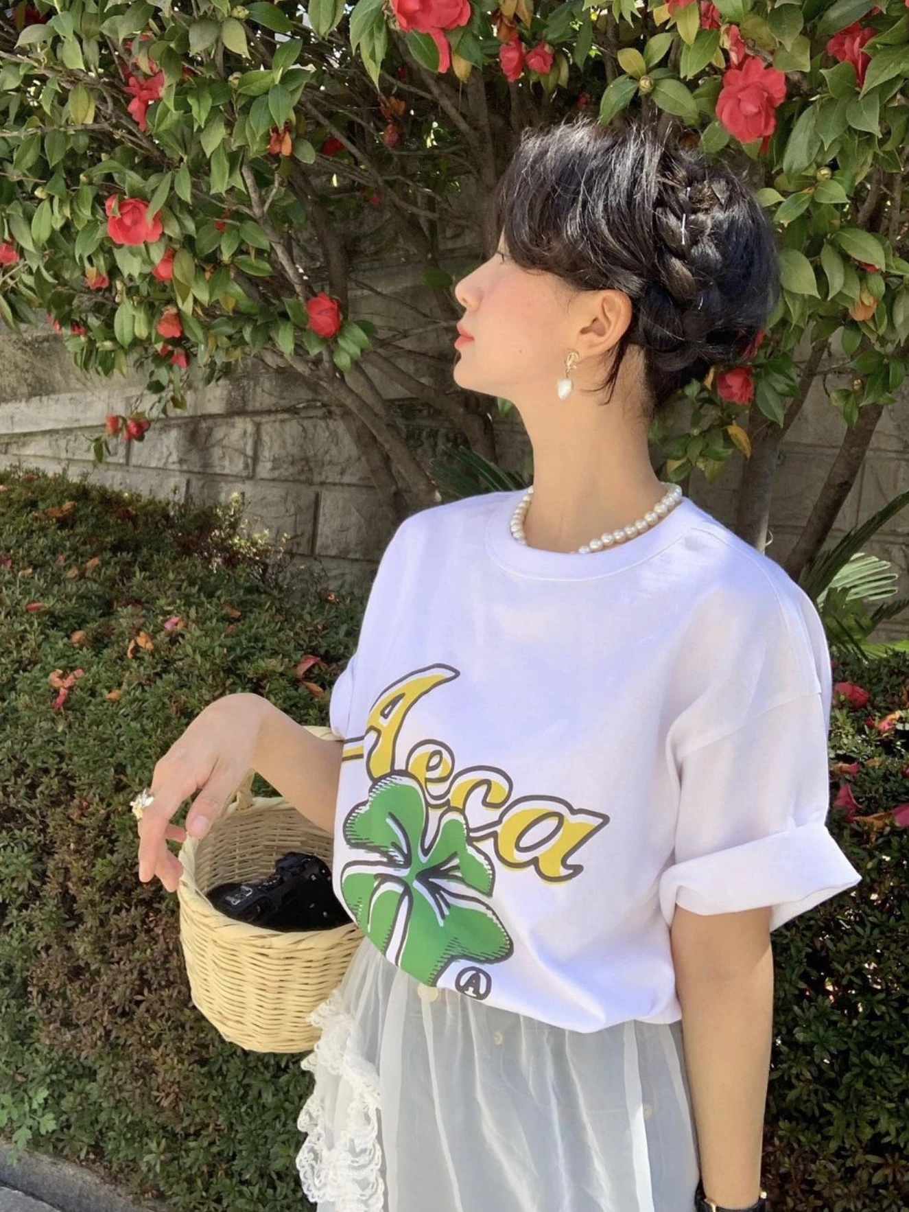 กระโปรงทรงเอไลน์แต่งลูกไม้ลายหัวใจ ผ้าโปร่งแสงบางเบา เหมาะสำหรับผู้หญิงใส่เดินทางไปทำงานในฤดูใบไม้ผลิ