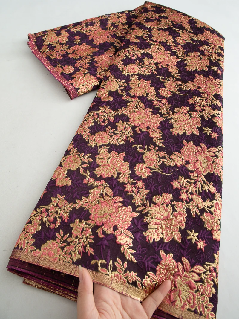 

Nigerian Brocade Jacquard Organza Lace Fabric 2025 High Quality Lace African French Jacquard Lace For Wedding Party Dress 5yards