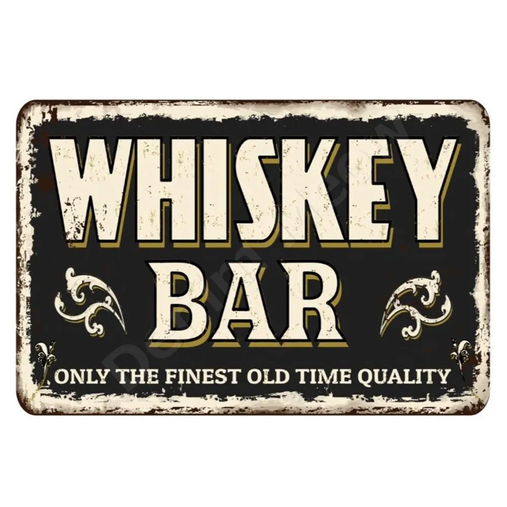 Vintage Whiskey Retro Plaque, Metal Tin Sign, Bourbon Wall Art Prints, Home, Bar, Club, Man Cave, Cigar, Shop Decor, Gift