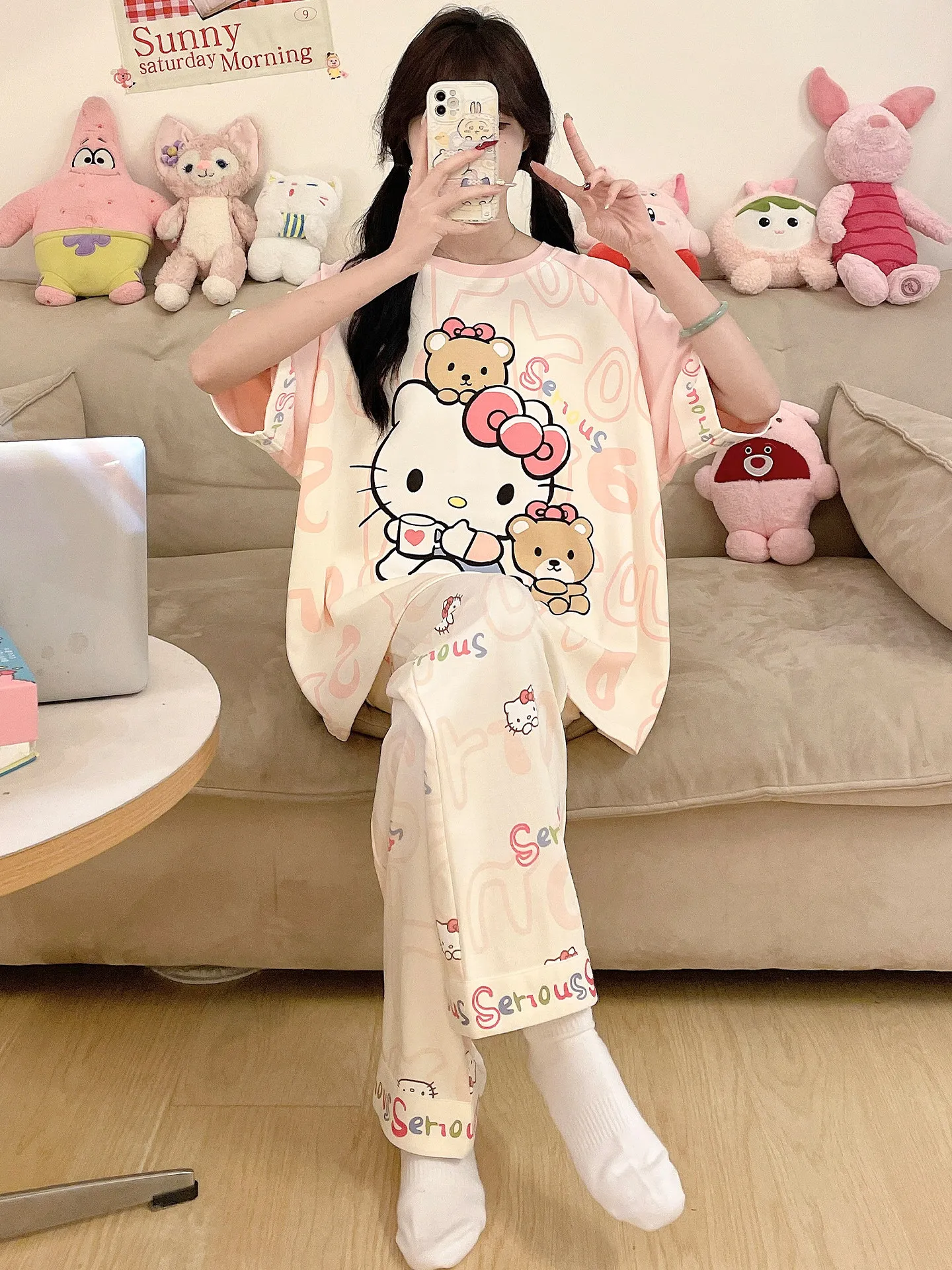 

Cute Sleepwear Women's Summer 2026 New Item Pure Cotton Short Sleeved Pants Home Wear Two-piece Set