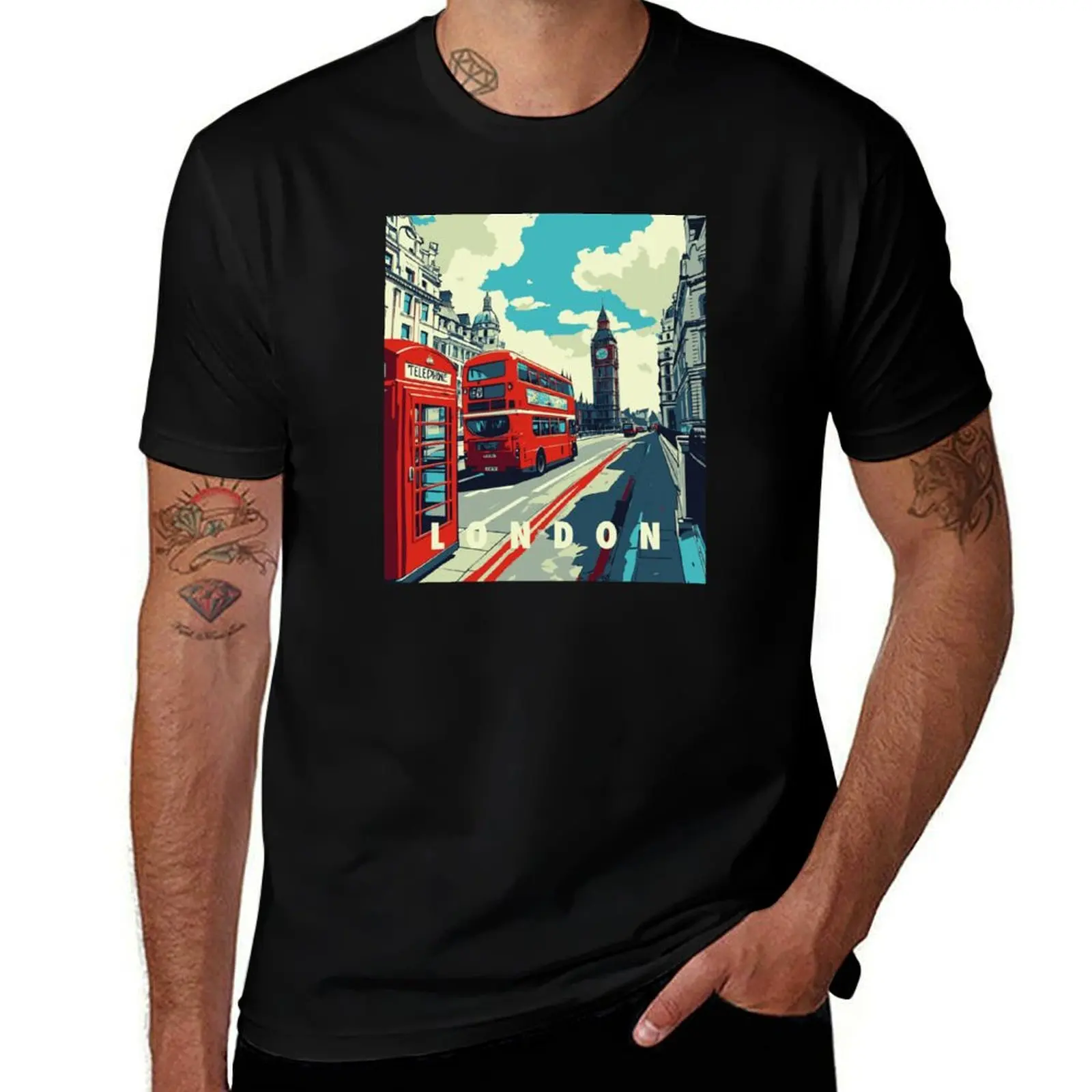 London Souvenir T-Shirt man t shirt summer 2025 graphic shirts clothes for men