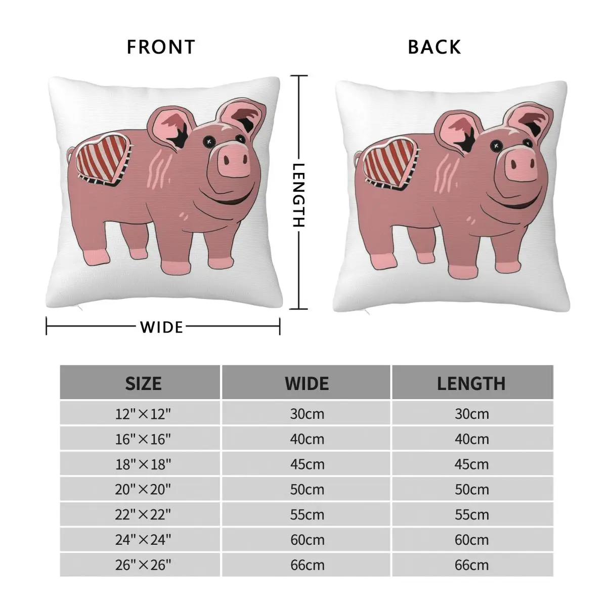 Slumberland Pig Plush Square Pillowcase Polyester Linen Velvet Pattern Zip Decorative Home Cushion Cover 45x45