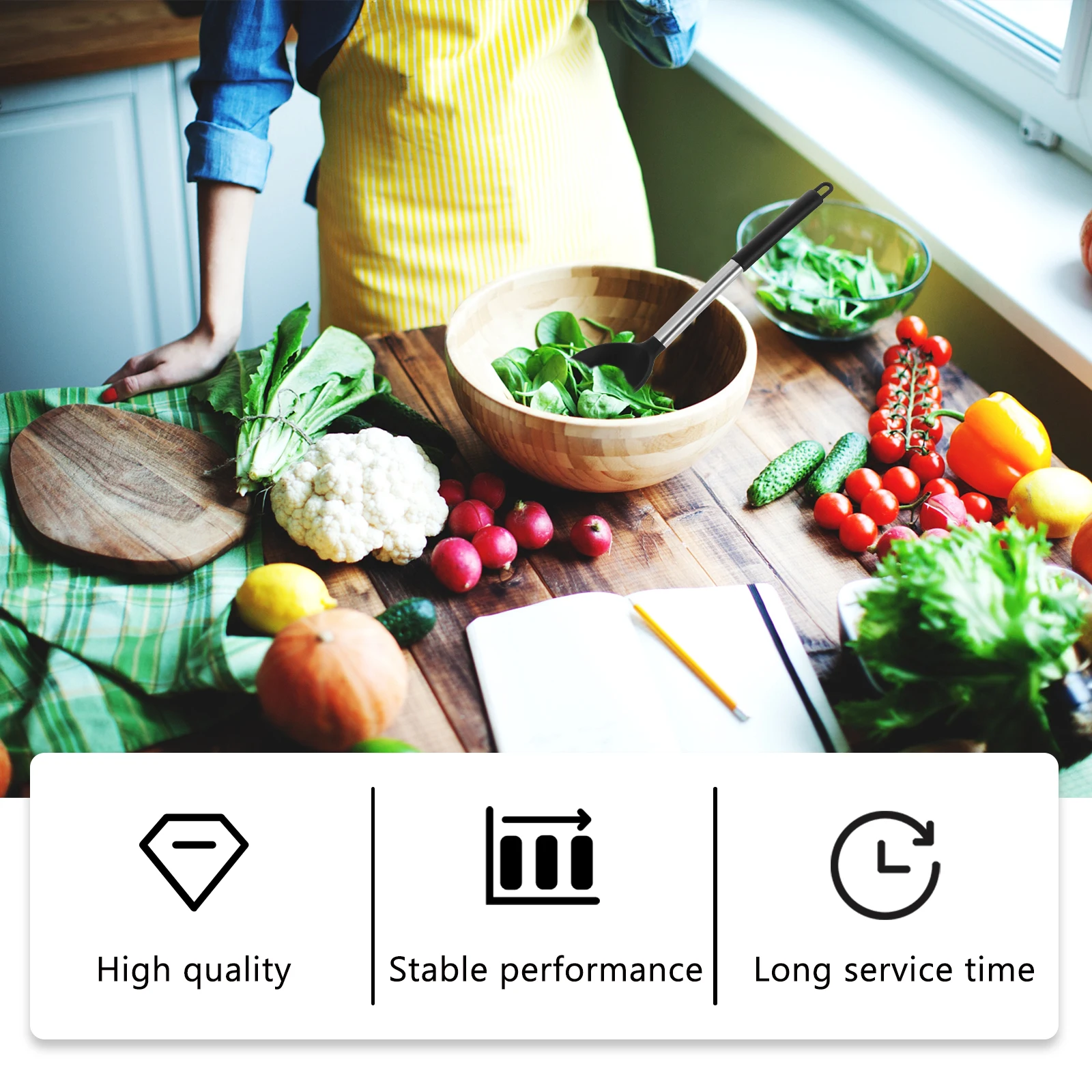 

1Pcs Silicone Kitchen Spoon Multipurpose Non Scratch Cooking Tool High Temp Resistant Kitchen Cooking Utensil Easy to Clean