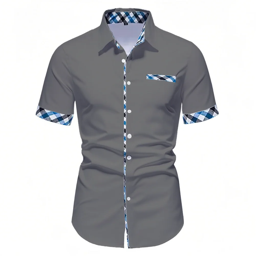 10 colors summer new men's short-sleeved shirt solid color clothing business casual daily comfortable basic men's tops