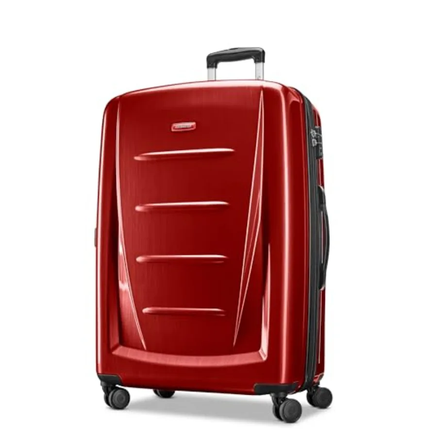 

Winfield 2 Hardside Expandable Luggage with Spinner Wheels Burgundy Checked-Large 28-Inch