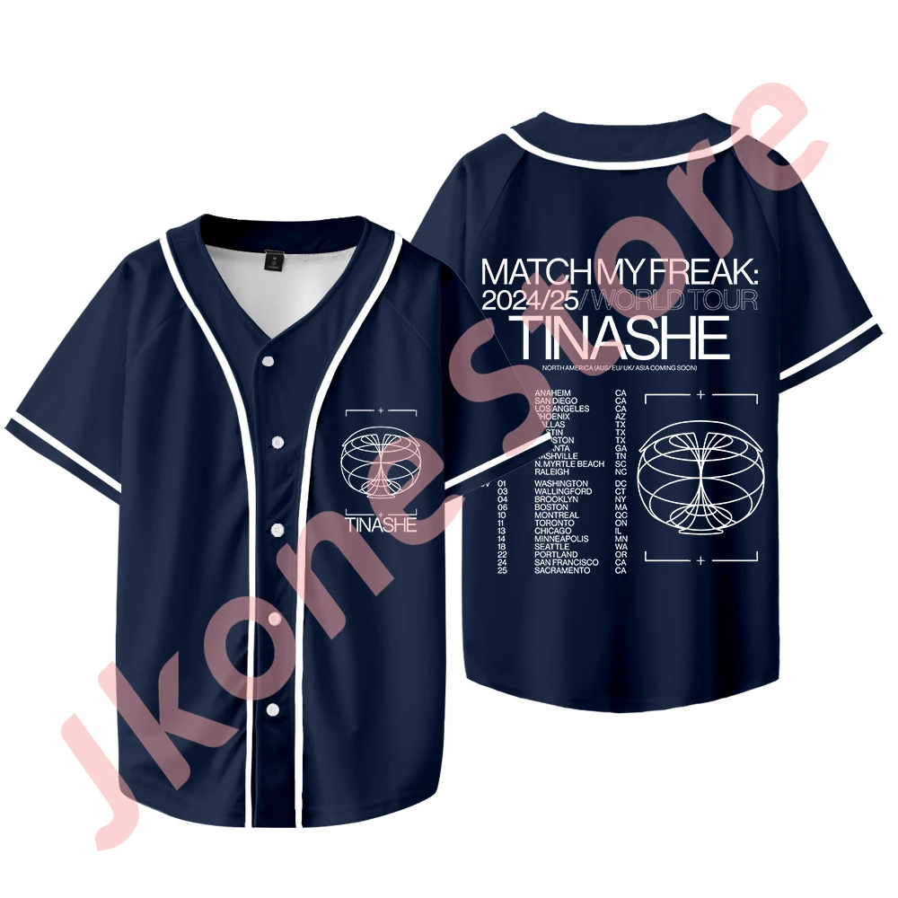 Tinashe Match My Freak World Tour Merch chaqueta de béisbol, camiseta de manga corta informal para hombre y mujer, moda de verano