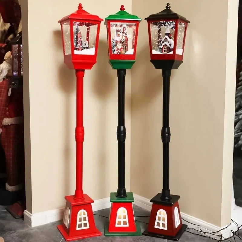 Hot sales Christmas Decoration Indoor and Outdoor Hanging Santa Claus Street Lamp Snowing  Storm Lantern with Music