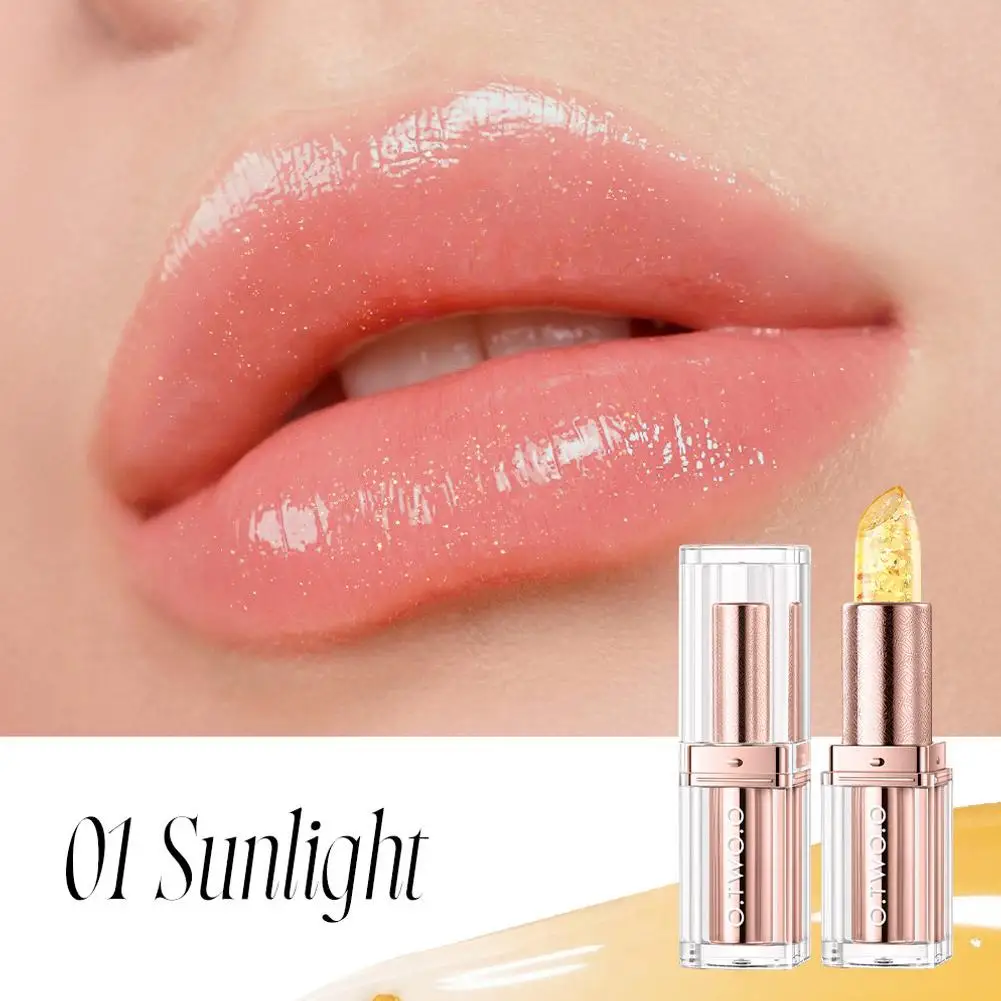Lápiz labial 3 en 1, bálsamo labial que cambia de Color, lámina dorada, tinte hidratante termocrómico, cosmético, lápiz labial carnoso, brillo Transpa H2B7