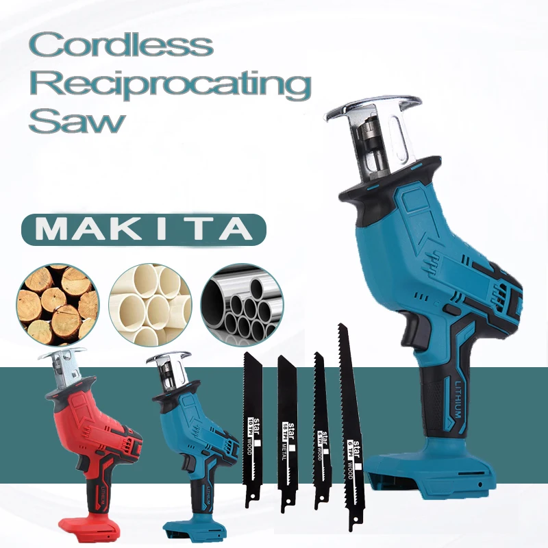 Compatible With 18V Makita B-series Reciprocating Saw Chainsaw Wood Metal PVC Pipe Cutting Cordless Reciprocating Saw Power Tool