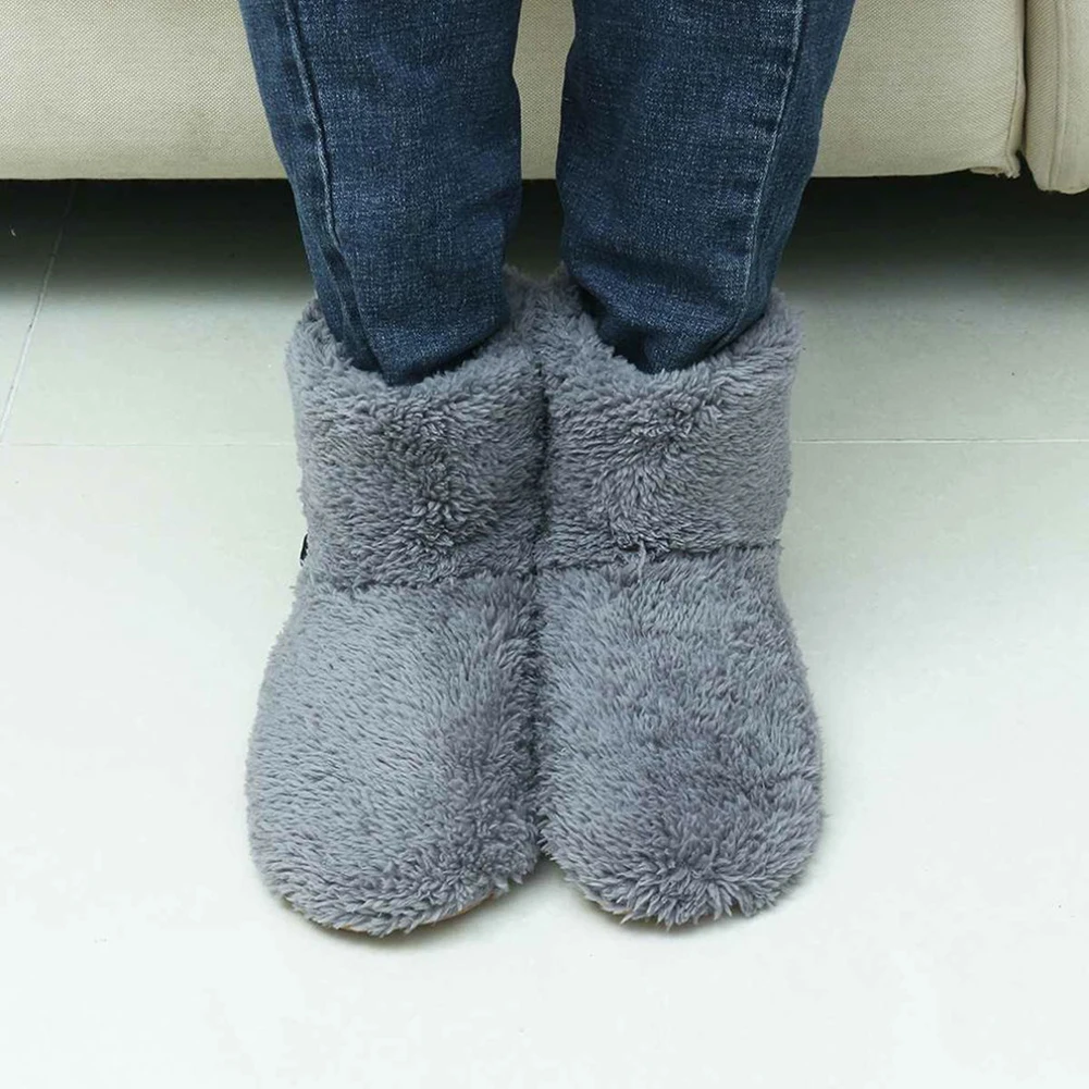 Couples Plush Comfortable USB Charging Foot Warmer Shoes Washable Warm Foot Electric Heated Shoes Home Winter Warming Slipper