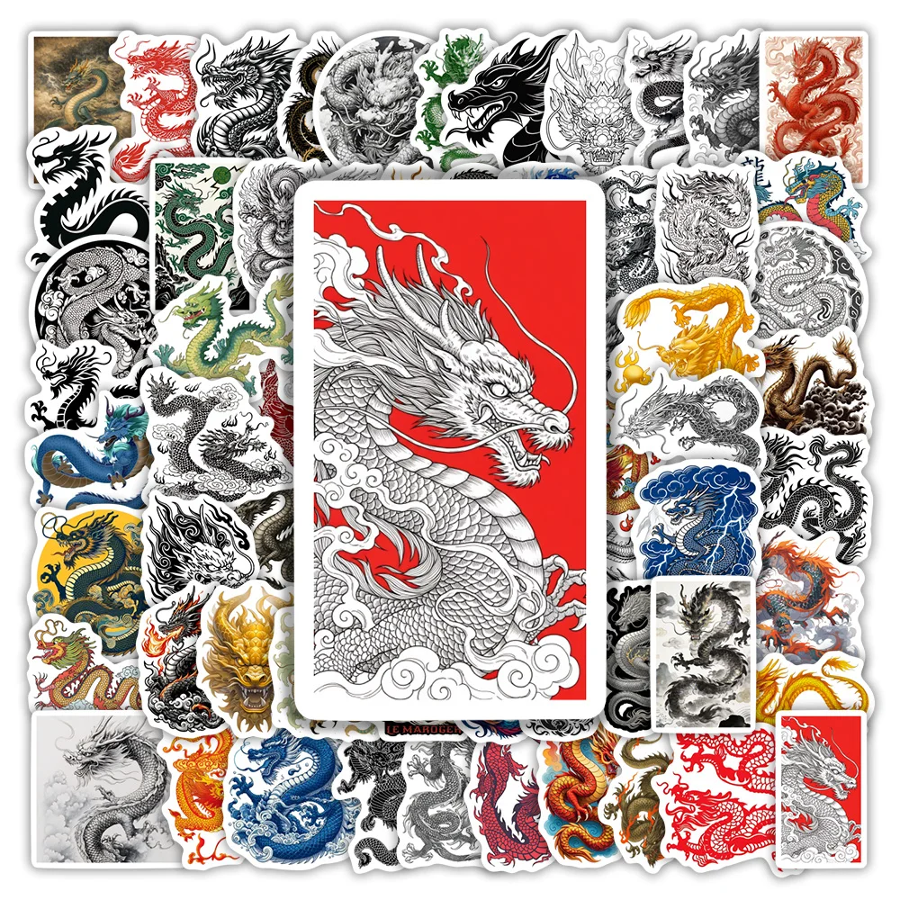 Cool Mythical Asian Dragon Stickers Waterproof Vinyl Lucky Chinese Dragon Decorative Decal for DIY Crafting Bottle Luggage Phone