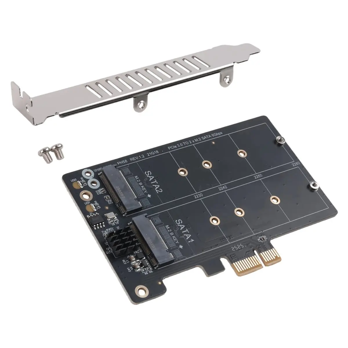 [N82R] PH58 2 x M2 SATA to PCIE Adapter Card Double Disc Display Card Splitter Expansion Card PCIe X1 to NGFF M2 SATA SSD