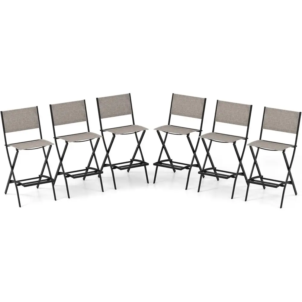 

Набор из 6 предметов для уличного патио с металлическим каркасом и подставкой для ног для сидения в саду, у бассейна или на балконе