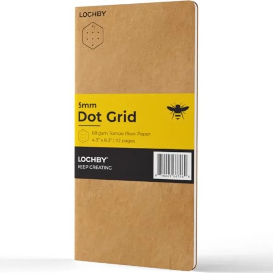 

LOCHBY® Traveler's Notebook Refill 4.3" × 8.3" 68gsm Tomoe River Paper, Fountain Pen Friendly Kraft Cover Fits Voyager Journal