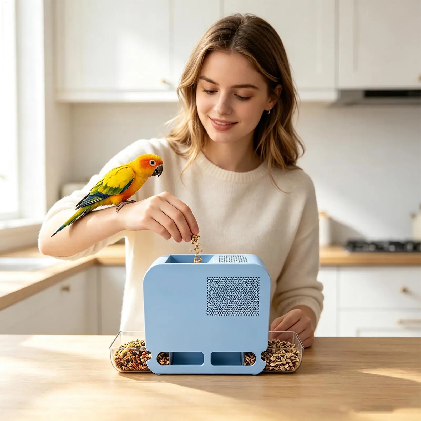 Electric Bird Feed Shell Separator USB Plug Automatic Parrot Grain Sheller Blown H usk Remover For Farm Home Aviary Small Pet