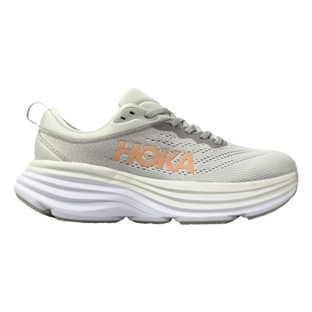 HOKA ONE ONE Bondi 8 Women and Men Grey Color Wear-resistant Comfortable Lightweight Mesh Breathable Running Shoes 1123202-0HMR