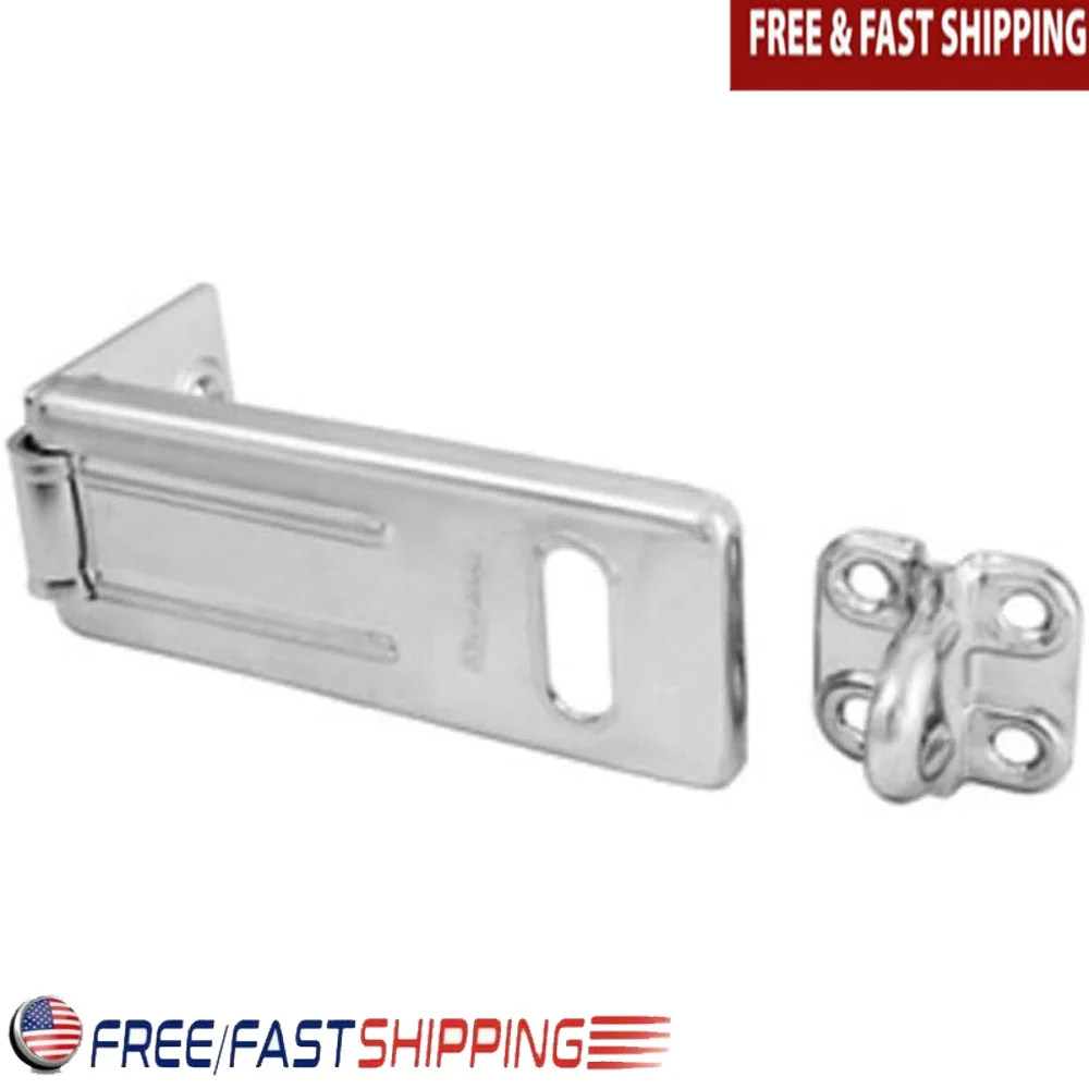 

Zinc Plated Hasp with Hardened Steel Locking Eye Indoor Outdoor Use Durable Security Cabinets Gates Sheds Tool Chests