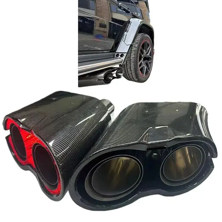 

Cool Car New Design Carbon Fiber Exhaust Tip Car Accessories For Mercedes Benz G Class W463A W464 G63 Upgrade Glowing Style Exha