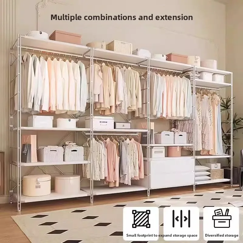 

Вешалка для спальни от пола до потолка Японская вешалка для одежды Вешалка для одежды Прогулочная полка для гардероба Открытый шкаф