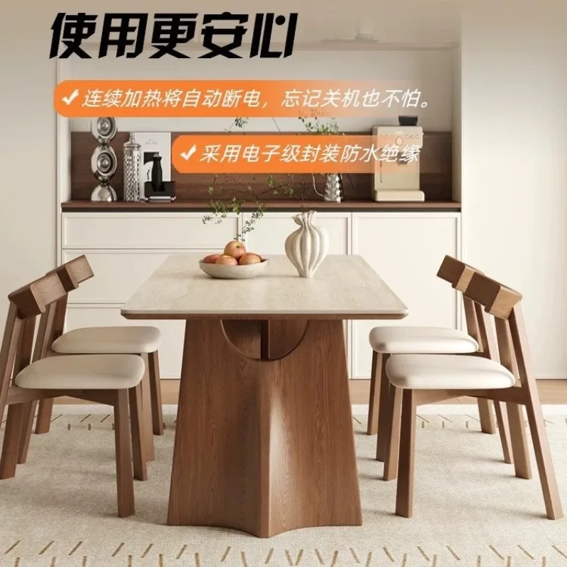 Solid Wood Dining Table Rectangular Modern Minimalist Designer Retro Style Matte Pure White Rock Plate Dining Table