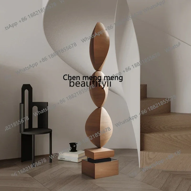 D178  Entrance Abstract wood carving Floor-to-ceiling ornaments Hotel clubhouse Large ornaments Sculpture art installation