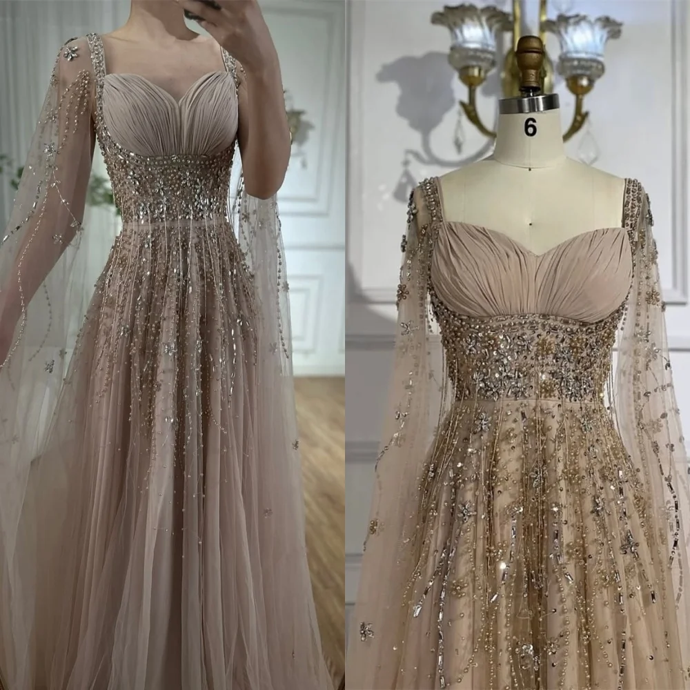 

Customized Simple Tulle Evening Dress Modern Sweetheart Long Sleeves Homecoming Dress Luxury Crystal Special Occasion Gowns