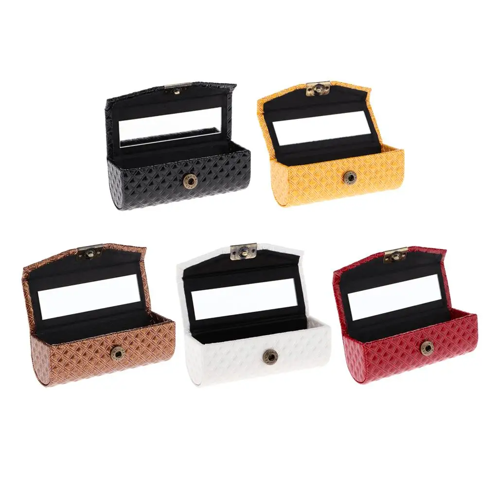 Lipstick Box Holder Brass Clip Button Retro Cosmetic Bag Cute Mini Makeup Pouch for Wallet and Purse