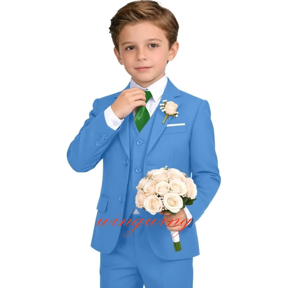 Formal Boys Suit 3 Pcs Slim Fit Casual Suits Wedding Outfit Prom Jacket Vest Pant Child Teen Dress Tuxedo Sets for Boy Kid