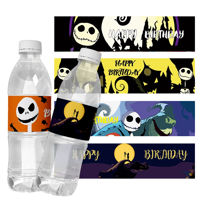 6pcs The Nightmare Before Christmas Kids Birthday Party Decor Water Bottle Labels self-adhesive Sticker Wrap Decorations packing