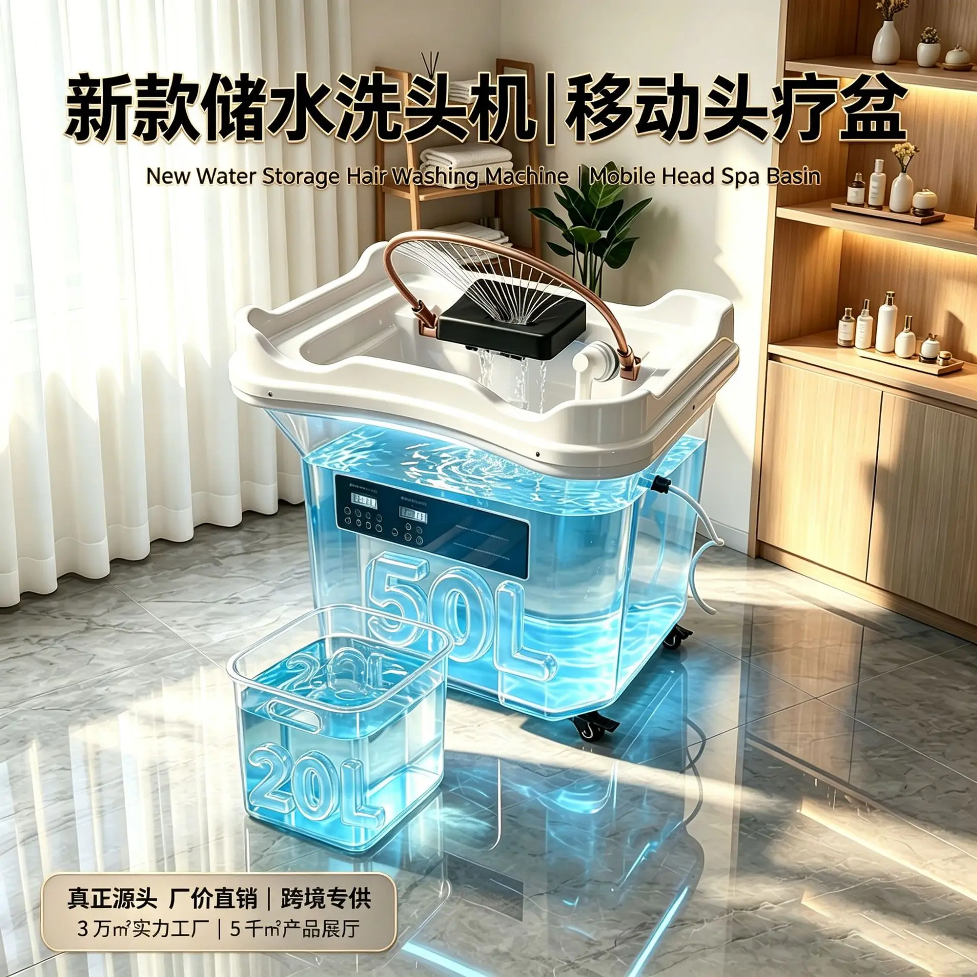 Cross-border water storage shampoo machine Mobile head treatment basin Household door-to-door head treatment