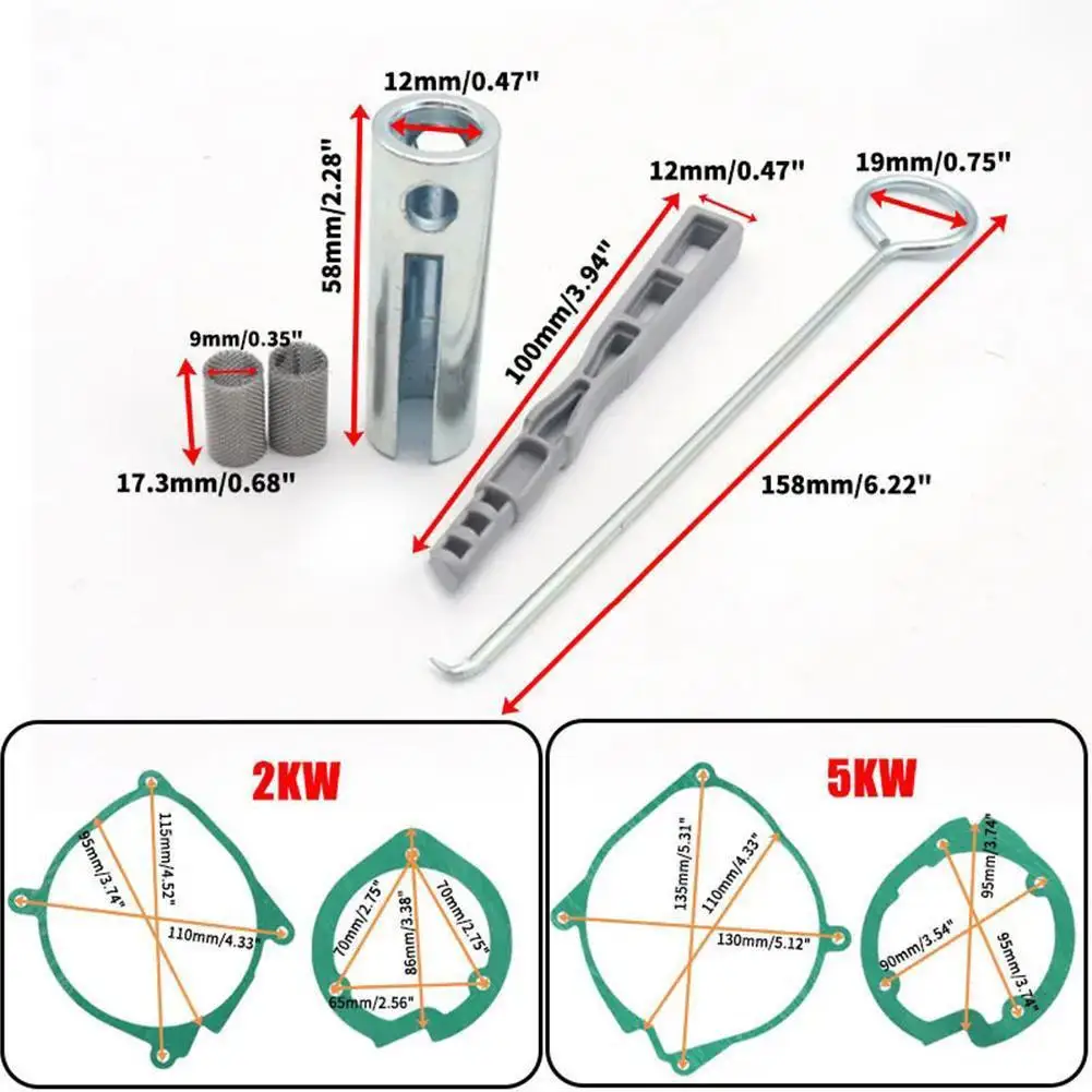 Kit de reparación de bujías incandescentes de 2KW y 5KW, piezas de reparación de calentador de estacionamiento diésel de aire de 12V y 24V, Kit de mantenimiento de herramientas de extracción de barco y camión de coche