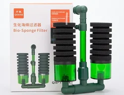 QS-200A QANVEE sponge filter double head durable aquarium sponge filter with suction cup