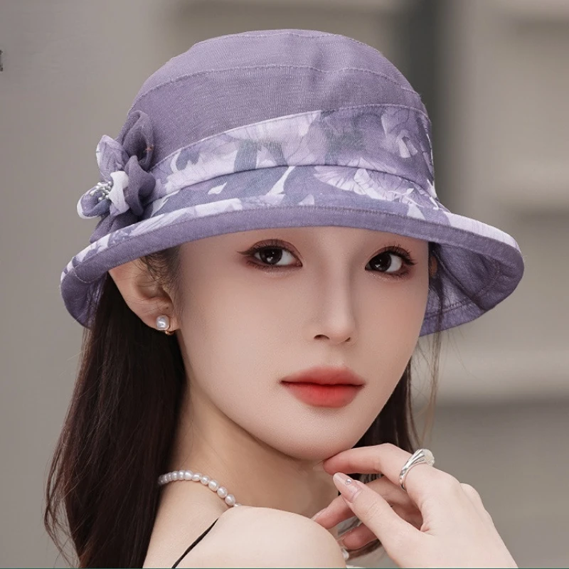 

Women's Spring-Summer New Wide Brim Organdy Sun Hat Breathable Light Luxury Elegant UV Protection Visor for Outdoor Fashion