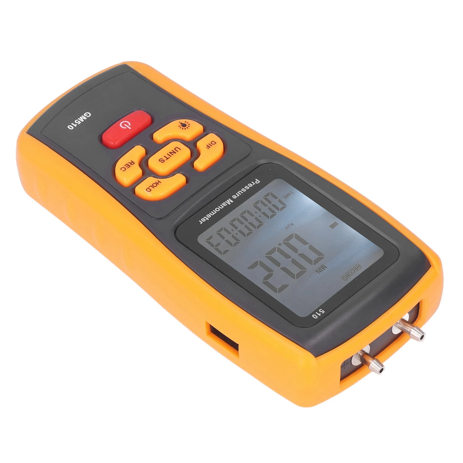 

GM510 Ручной измеритель перепада давления Цифровой манометр расхода воздуха 10 кПа ЖК-дисплей Считыватель USB Набор инструментов для теста печи с фильтром вентилятора