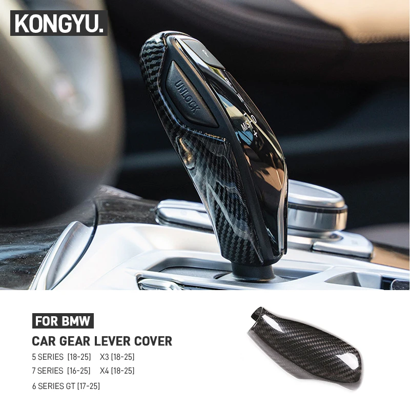 Real Carbon Fiber Car Gear Shift Knob Head Cover Sticker Trim For BMW 5 6 7 Series GT X3 X4 G30 G38 GT G32 G11 G12 G01 G02 G08