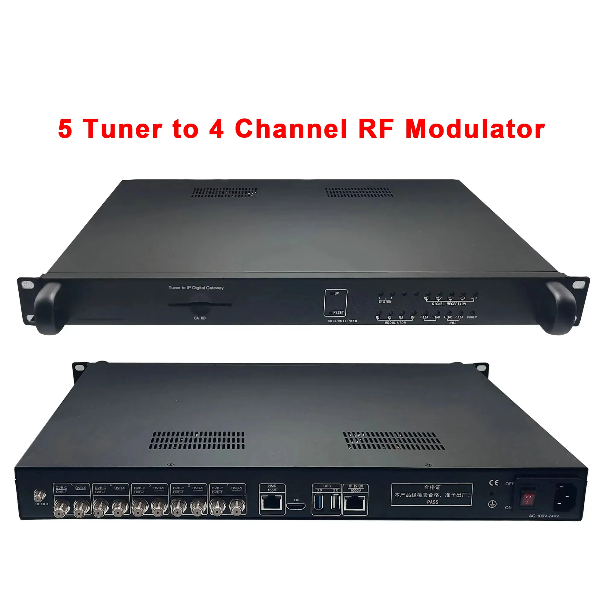 Multifunctionele digitale gateway streamontvanger-modulator, verzamelt satelliet/kabel, DVB-S2 DVB-T T2 DVB-C ISDBT naar IP-converter