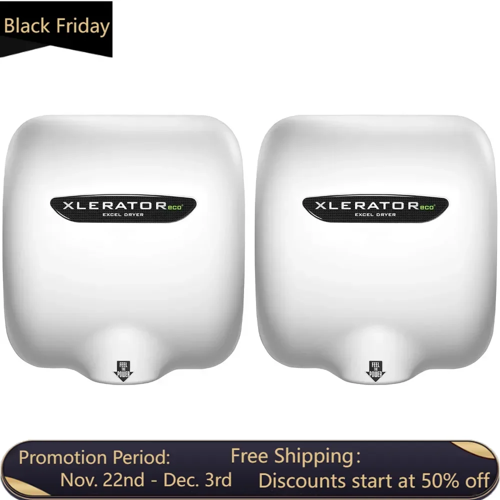 High Speed Commercial Hand Dryer, White Thermoset Cover, Automatic Sensor, Surface Mounted, Noise Reduction Nozzle, LEED Credits