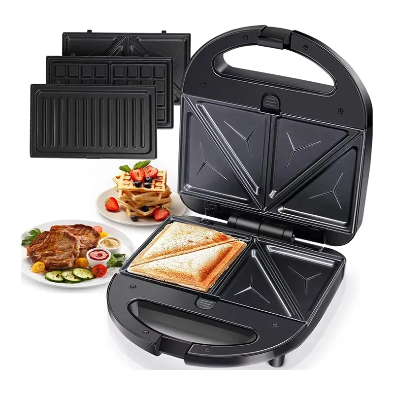 2-slice Detachable Toaster Sandwich Waffle Nutty Donut Snack Plate Sandwich Maker Non-stick Coating 7 6 5 4 3 in 1 Waffle Maker