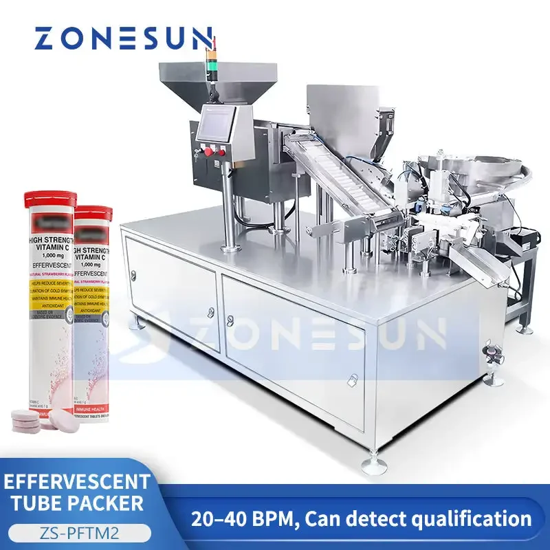 ZONESUN ZS-PFTM2 Automatic Effervescent VC Tablet Tube Filling and Capping Machine