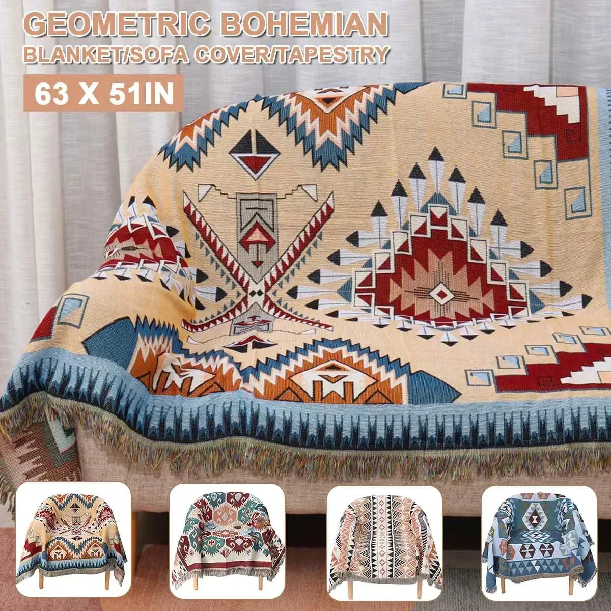 

Sofa Throw Blanket Bohemian Knitted Chair Lounge With Tassel Bed Plaid Tapestry Bedspread Women Outdoor Beach Sandy Towels Cape