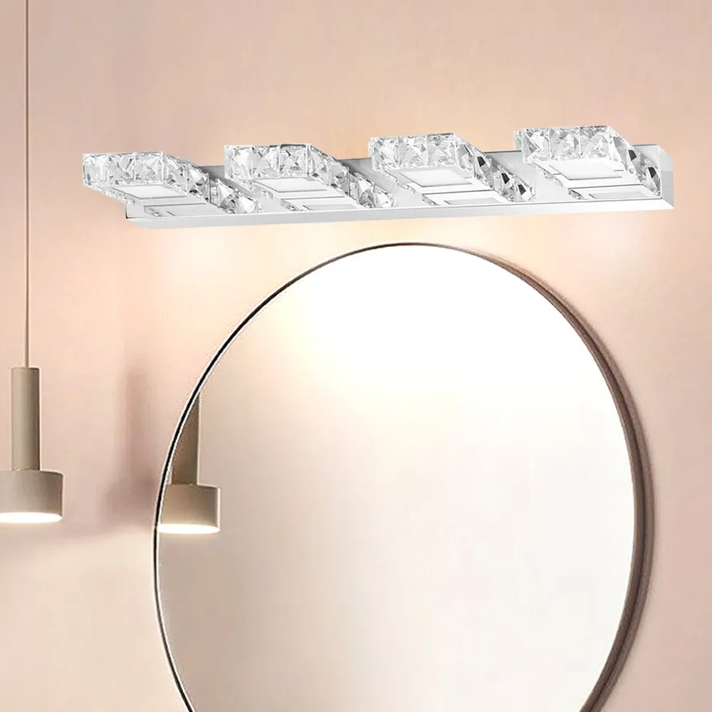 LED 4-Light Bathroom Vanity Light Fixture,Over Mirror Modern Crystal Wall Lamps